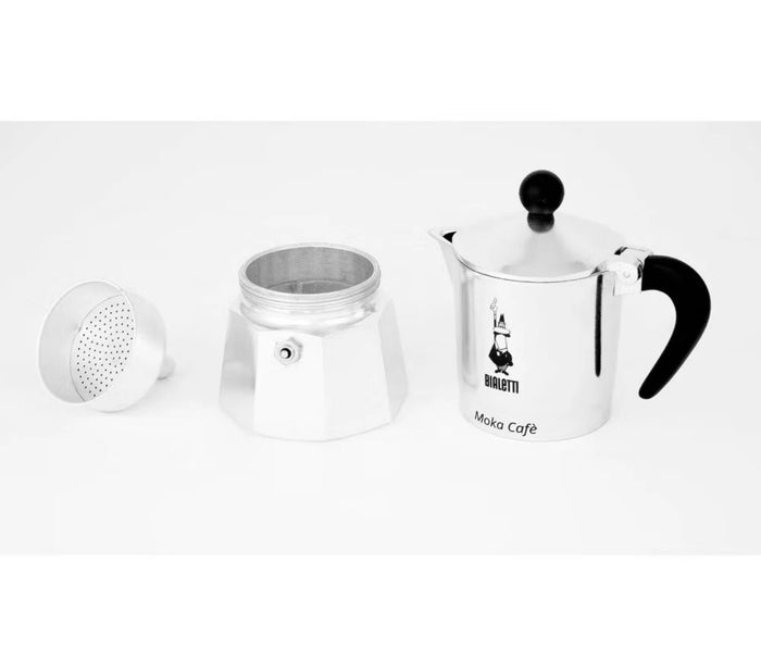Bialetti 3 Cup Stovetop Espresso Maker Silver Moka Aluminum Manual Glossy Ground