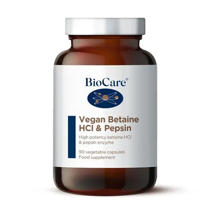 Biocare Vegan Betaine HCL & Pepsin 90 Capsules.