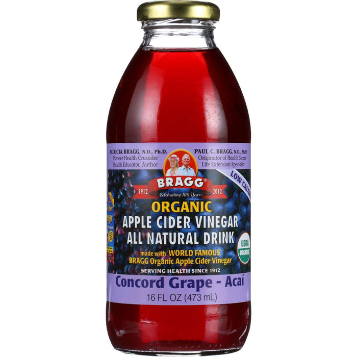 Bragg Apple Cider Vinegar Drink - Organic - Concord Grape-acai - 16 Oz - Case Of 12