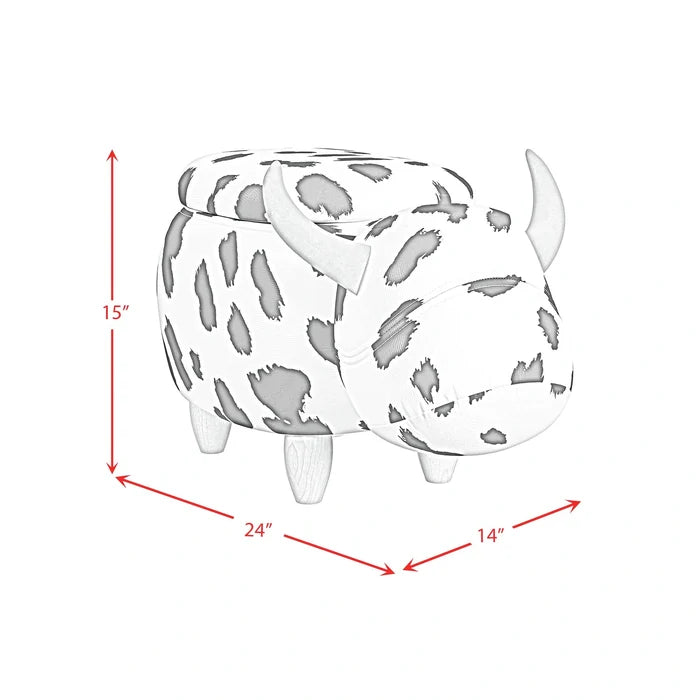 Cow Storage Stool in White and Black