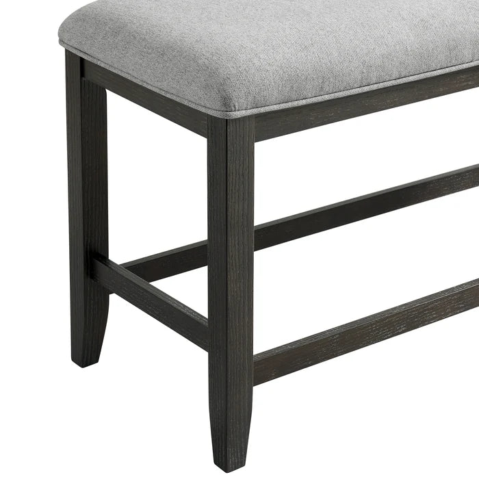 Elodie Counter Bench with Grey Fabric in Charcoal