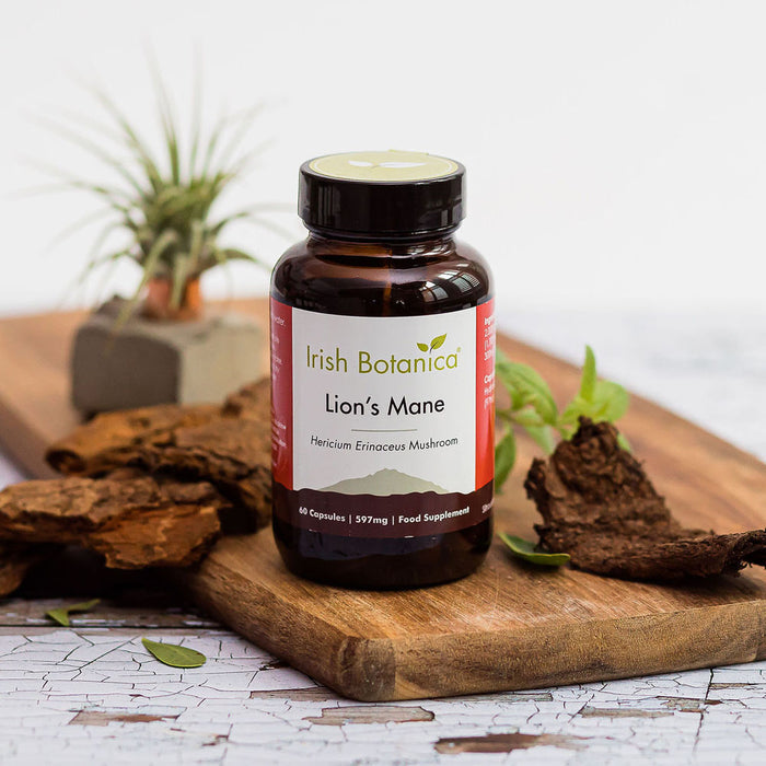 Irish Botanica Lion's Mane supplement bottle