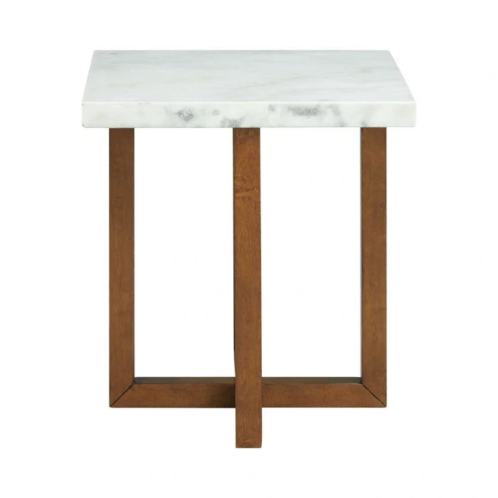 Morris End Table in Espresso W/White Marble Top (3A Packing)