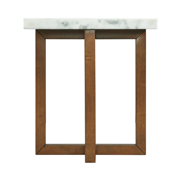 Morris End Table in Espresso W/White Marble Top (3A Packing)