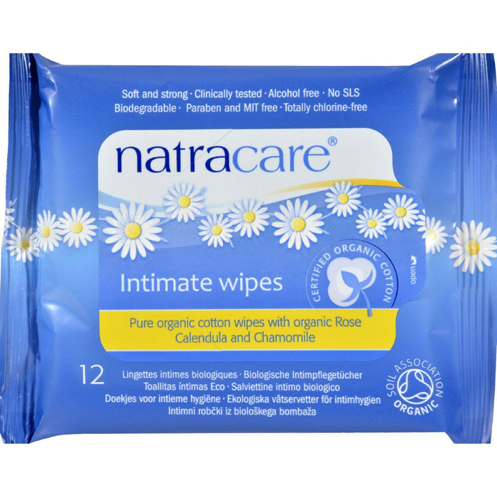 Natracare Organic Cotton Intimate Wipes - 12 Wipes - Case Of 12