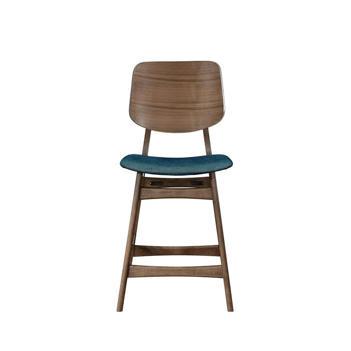 Oscar Counter Chair With Forest Green Cushion-Walnut