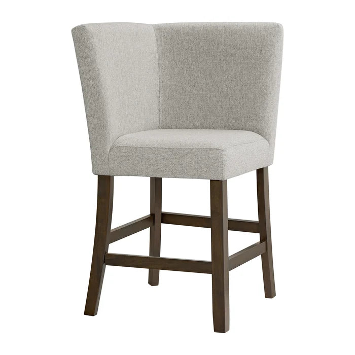 Seneca Counter Corner Bench with Upholstered Back and Grey Fabric