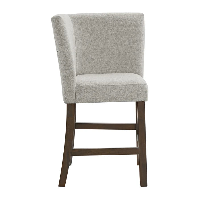 Seneca Counter Corner Bench with Upholstered Back and Grey Fabric