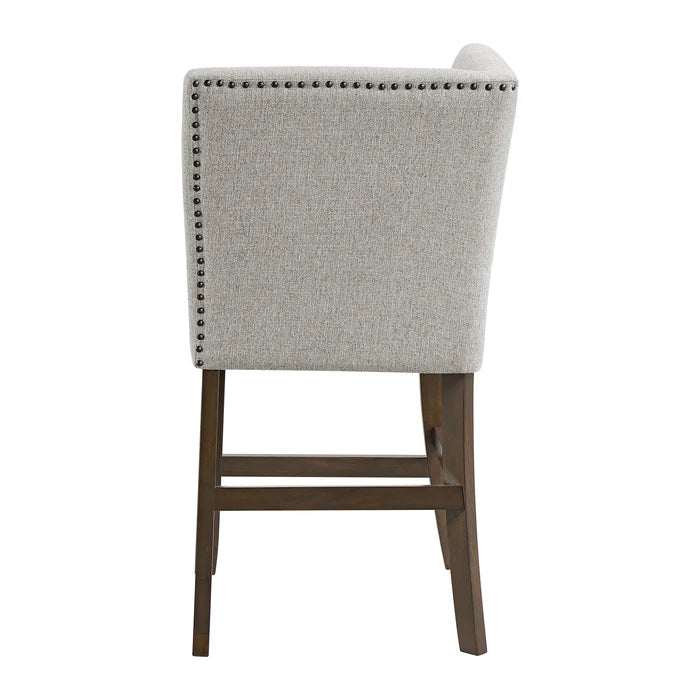Seneca Counter Corner Bench with Upholstered Back and Grey Fabric
