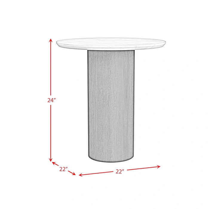 Sylvie Round End Table with White Faux Marble Top and Base