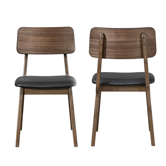 Thea Wood Back Side Chair W/Black Seat (2 Per Carton)-Walnut