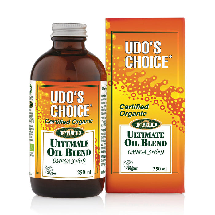 Udos Oil Bottle and Box
